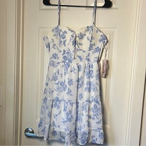 Floral Blue and White Dress